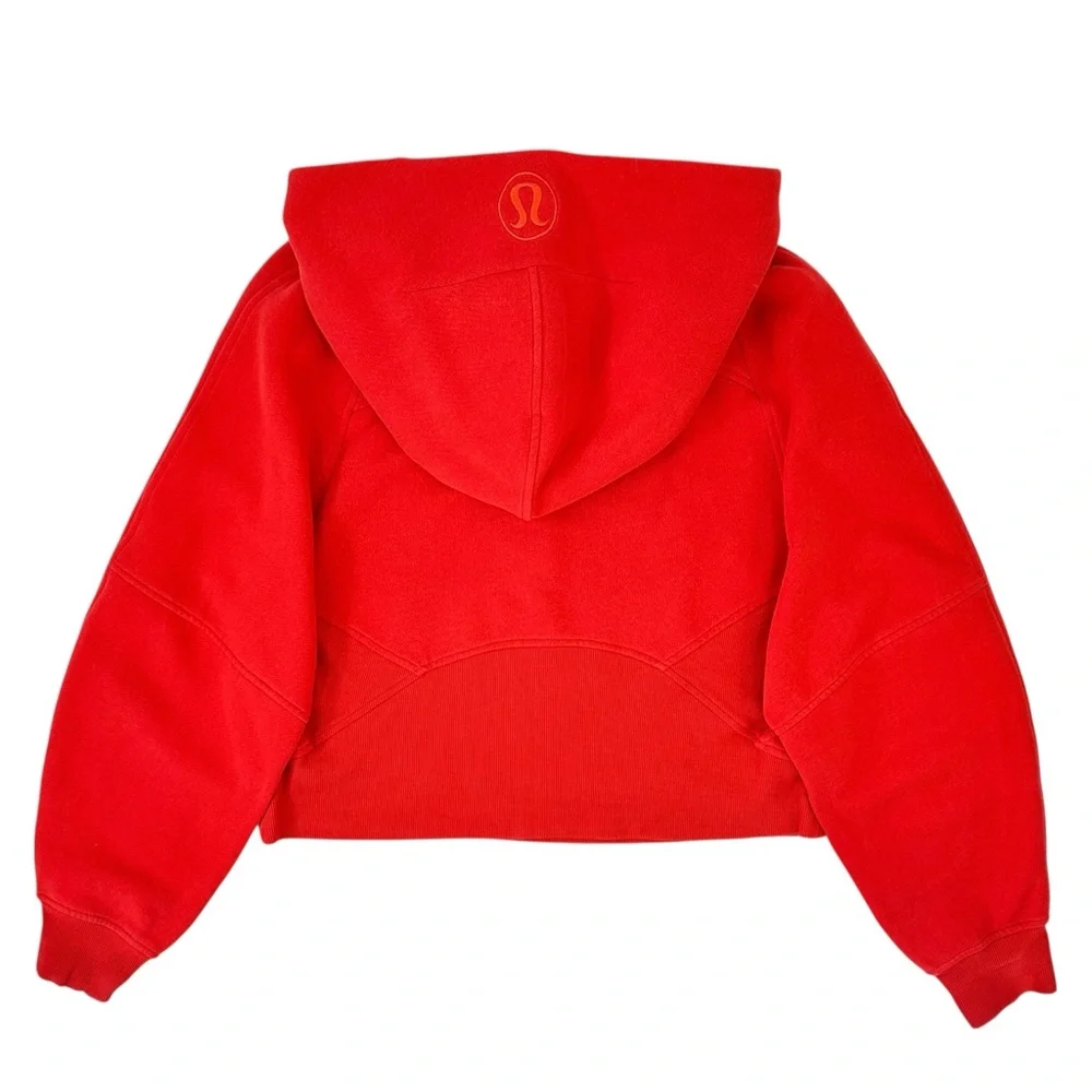 Lululemon Scuba Oversized Half Zip Red Waist Length Crop Cotton Terry Hoodie - Picture 2 of 9
